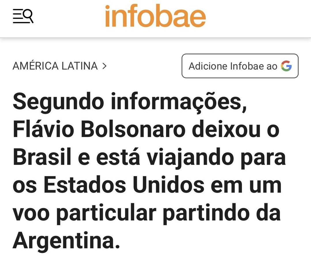 Portal argentino INFOBAE diz que Flávio Bolsonaro deixou o Brasil e está viajando para os EUA